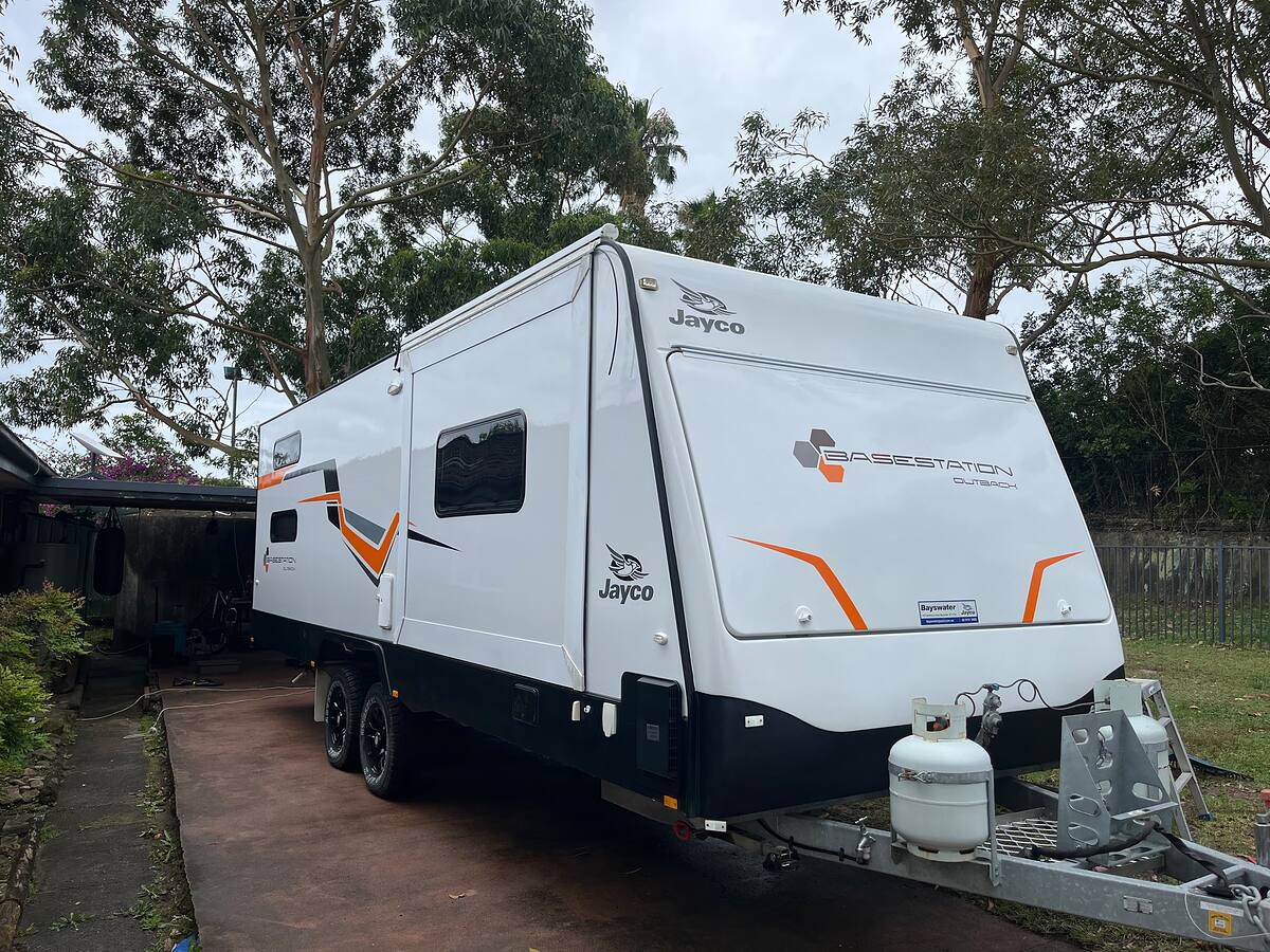 Jayco caravan on a mobile caravan detailing job at the owner's home